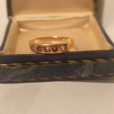 Bague Alliance Demi-tour Vintage - Or 800 (19K) Du Portugal - Pierres Synthétiques - Taille 51