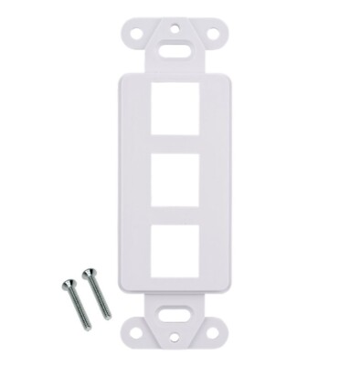 3-Port Wall Plate Keystone Jack Snap-In Insert for RCA/F-Type/RJ45/HDMI Bulk LOT
