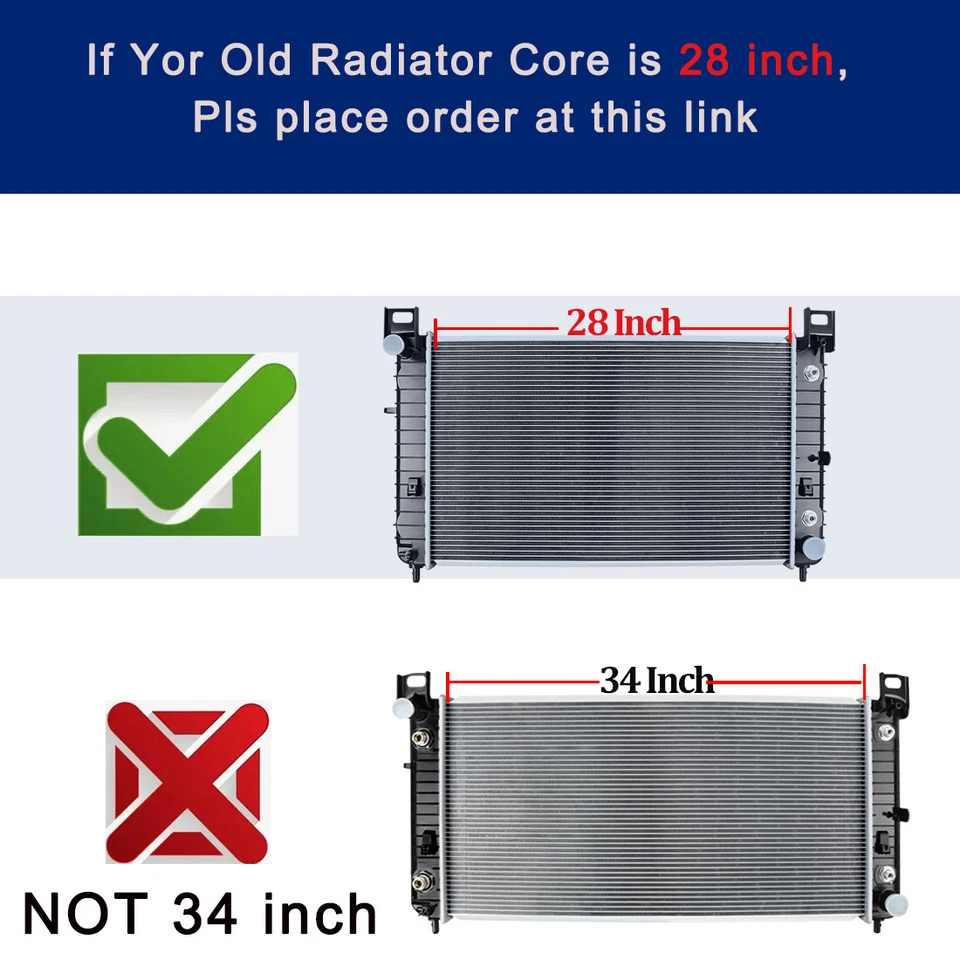 28'' Radiator for 99-13 Chevy Silverado 1500 00-06 Tahoe Suburban / Sierra 1500 - Image 2 of 4