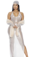 SALE Sexy Forplay Unapologetic Superstar Silver Maxi Gown Rihanna Costume 550327