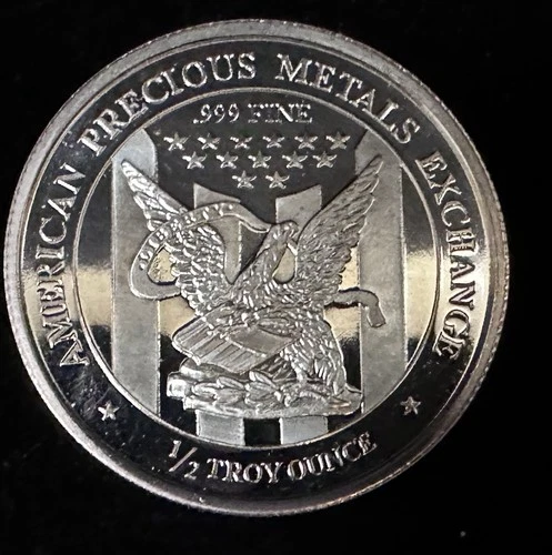 1/2 oz .999 Silver APMEX Round – Light Natural Toning – Bullion Coin