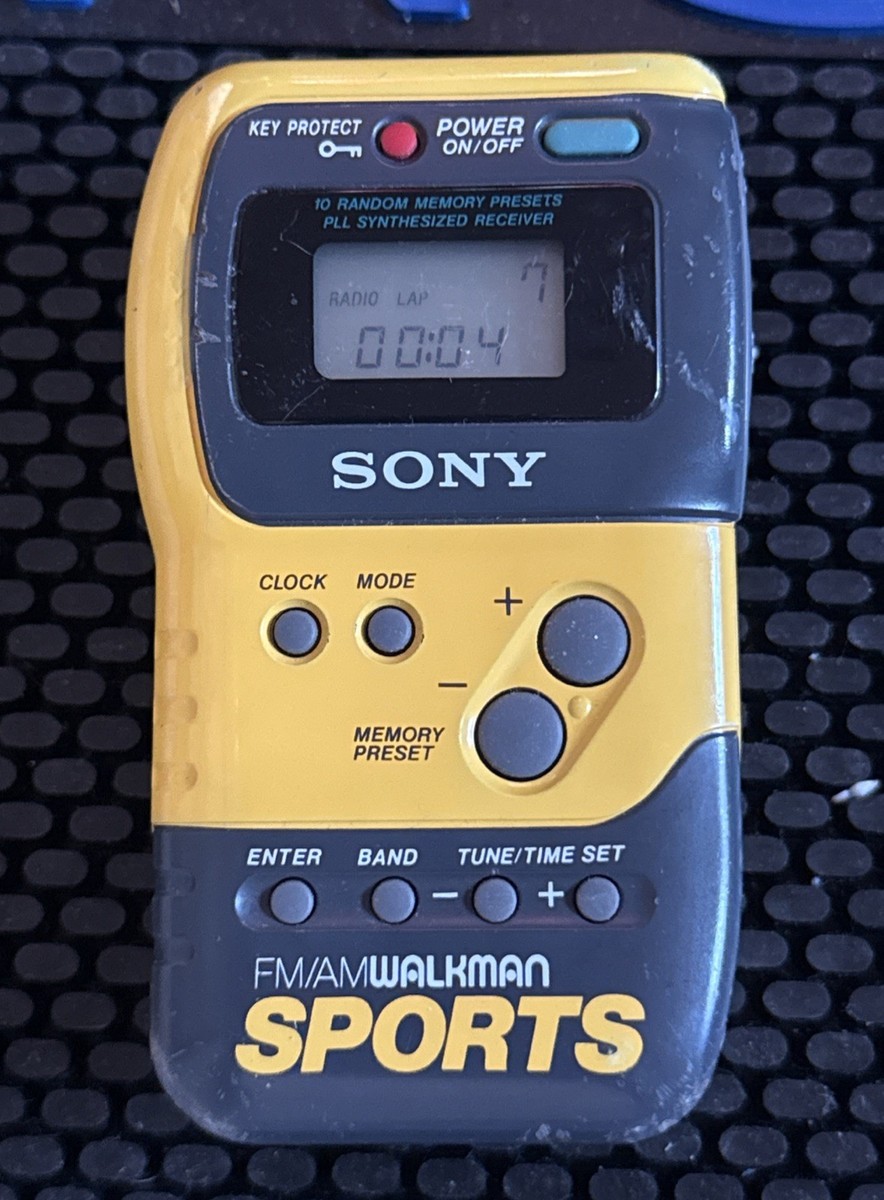 Vintage Sony Walkman Sports FM/AM Radio Yellow SRF-M70 Tested