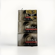 Maxell, HGX-Gold, TC-30, VHS-C, for Tape Recorders, 3-Pack, Factory Sealed