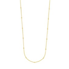 1.9mm Long Diamond Cut Bead Station Necklace Real 14K Yellow Gold 36"