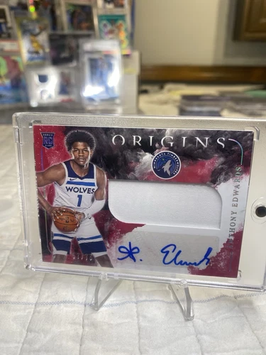 2020 Origins Anthony Edwards Rookie Patch Auto (RPA) RED#46 /75 - PSA7