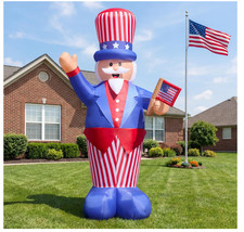 14FT Giant 4th of July Inflatable Uncle Sam Decoration with Built-in LED Lights,