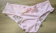 NWT Vintage Victoria's Secret Pink Cotton Lace Back Low Hiphugger Panties Bow S