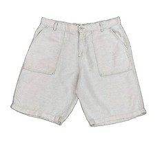 VTG Old Navy Shorts Men 36 Beige 100 Linen Pockets Bermuda Surplus Y2K