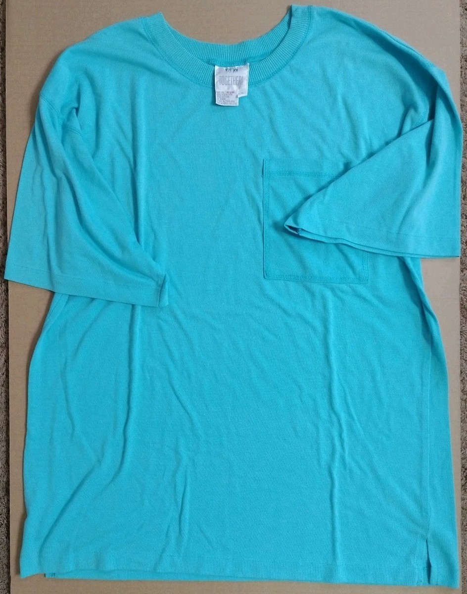 Vtg Together! Single Stitch Blue Pocket Tee Stains 22.5 Pit Measurement 