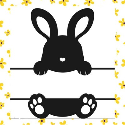 SÜSSER OSTERHASE, PFOTEN SILHOUETTE VINYL AUFKLEBER, KORB, HASE, FRÜHLING 8''