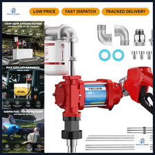 10GPM 12V Fuel Transfer Pump with Hose  Auto Nozzle - Heavy Duty for Gas, Diese