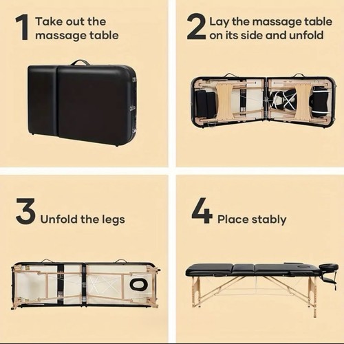 3 Fold Portable Massage Table Lash Bed Spa Beauty Tattoo Facial Bed Adjustable - Picture 7 of 7