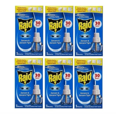 SET 6 CONFEZIONI RAID LIQUIDO PER RICARICA ELETTRICA X30 NOTTI CLASSICO