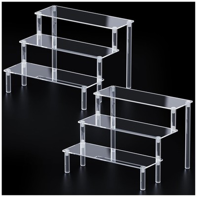 2 Packs Acrylic Display Stand Riser,3 Tier Perfume 7.9x2.8 inch, Clear