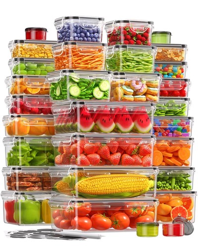 60 PCS Food Storage Containers with Lids(30 Containers & 30 Lids), BPA-Free P...