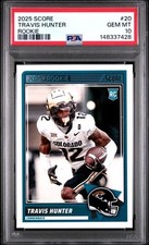 2025 Panini Score TRAVIS HUNTER #20 Rookie RC Football Card - PSA 10 Gem Mint