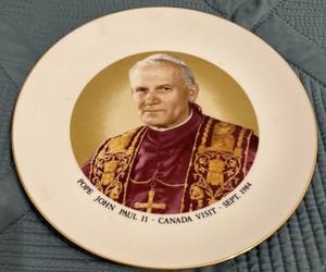 Pope John Paul II 1984 Canada Visit Plate Commemorative Porcelain Vintage