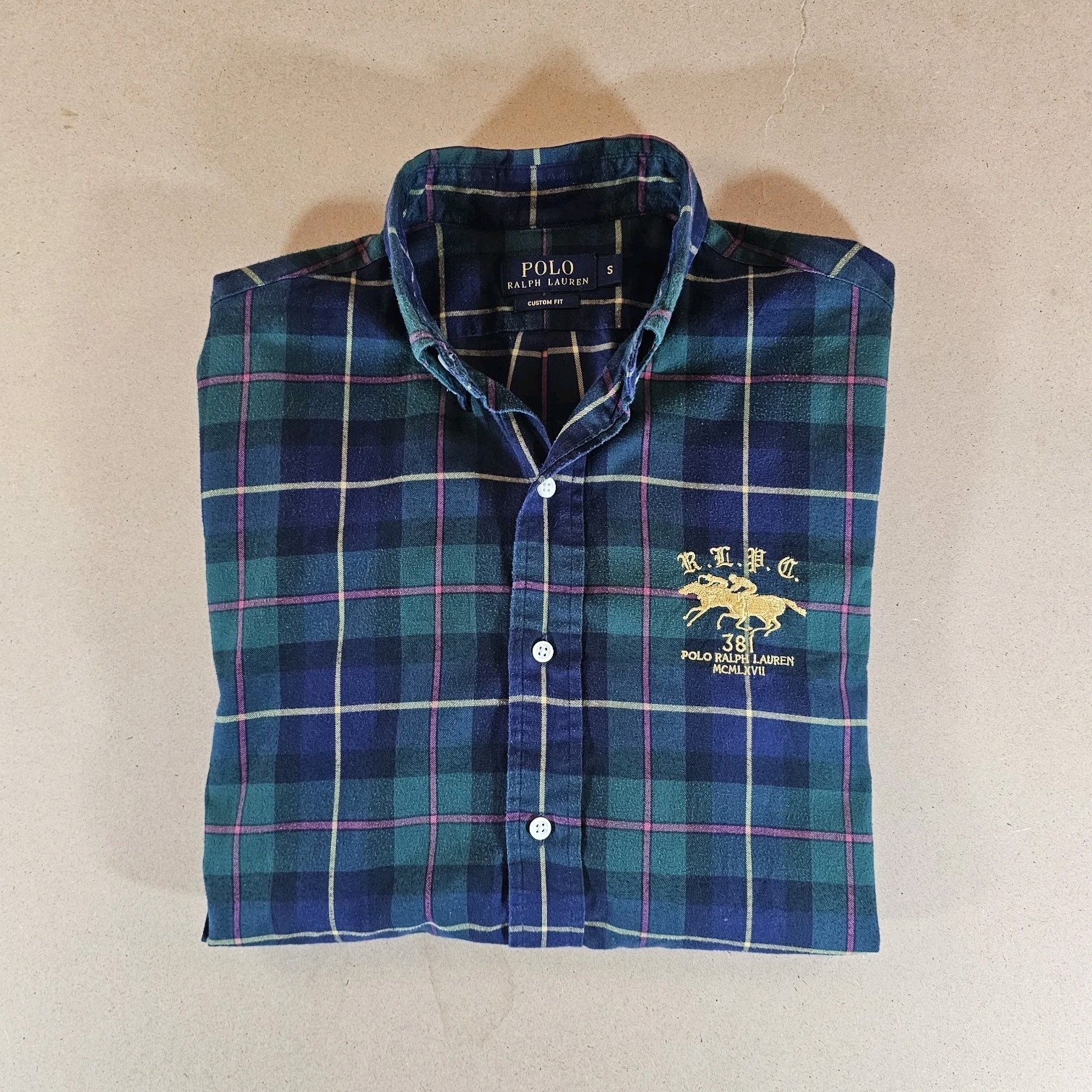 Polo Ralph Lauren camicia uomo Custom Fit S a quadri blu verde
