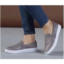 Vionic 'Demetra' Women's 8 Slip On Sneaker Gray Leather Comfort Shoe
