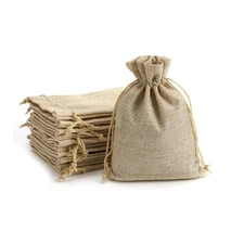 50 Pcs 5x7 Inch Burlap Gift Bags with Drawstring Jewelry Bags for Wedding