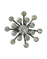 Vintage Clear Rhinestone Starburst Snowflake Flower Brooch/Pin 1.5