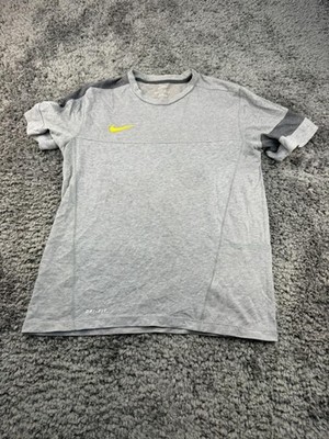 Vintage Nike Dri-Fit Panel Performance Tee Grau & Anthrazit Herren Größe M Training