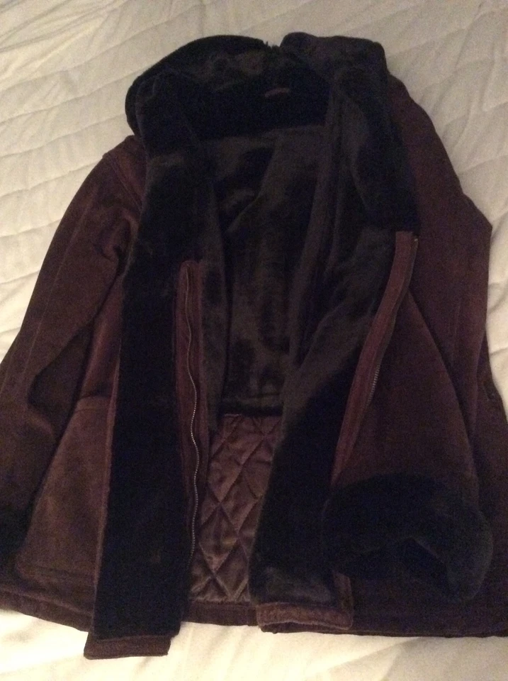  VICTORIA'S SECRET Moda Intl ABRIGO CON CAPUCHA MARRÓN FORRADO DE GAMUZA PIEL SINTÉTICA XL Foto 4 de 4
