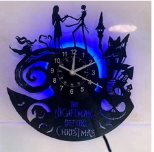 Christmas Nightmare Vinyl Record Wall Clock 12Inches Home Decor Gifts for Kids