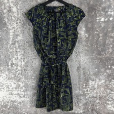 Guess Size 2 Abstract Geometric Fit Flared Mini Dress Cap Sleeve Tie Lined