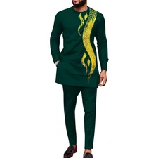 Sample Clothes for Sale Mens African Dashiki Suits Print Nigerian Outfits
