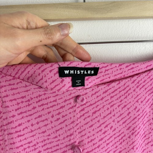 Whistles Pink Midi Skirt Button Diagonal Fleck UK 12 A Line Summer Front Slit - Picture 8 of 18