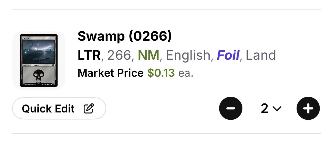 Magic: The Gathering NM Rainbow Foil Lord of the Rings Swamp (0266)