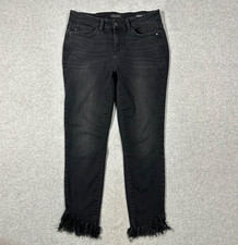 Judy Blue Jeans Women's 7/28 Skinny Fit High Rise Black Raw Hem Stretch Denim