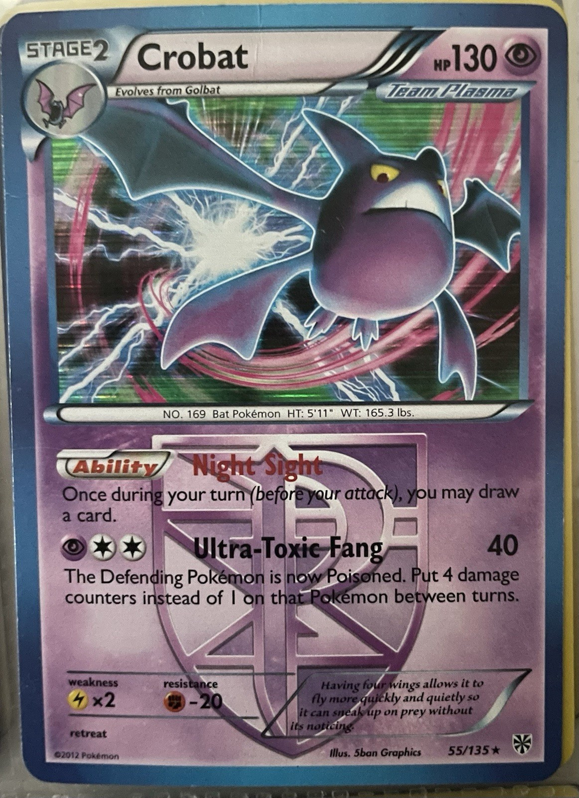 The Pokémon Company Crobat Team Plasma 55/135 Plasma Storm Holo Rare
