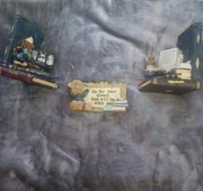 Teddy Bear Bookends Pair Plus Bonus Piece