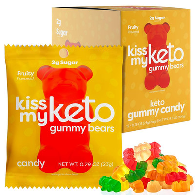 Sugar Free Gummy Bears, 12-Pack   Satisfy Cravings while Staying in Ketosis   Hi