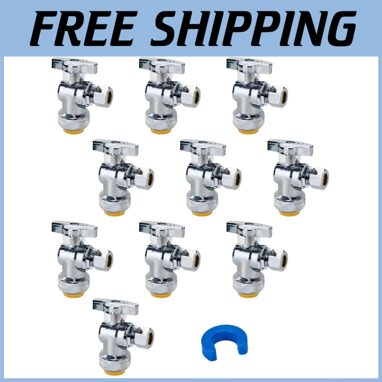 Lead Free Brass Faucet Shutoff - 10-Pack Angle Stop Valve