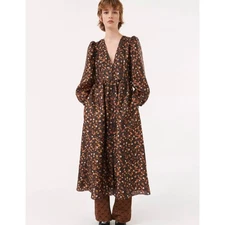 Baum Und Pferdgarten Asana Midi Dress in Cheetah Garden Floral EU 42 US 12 NWOT