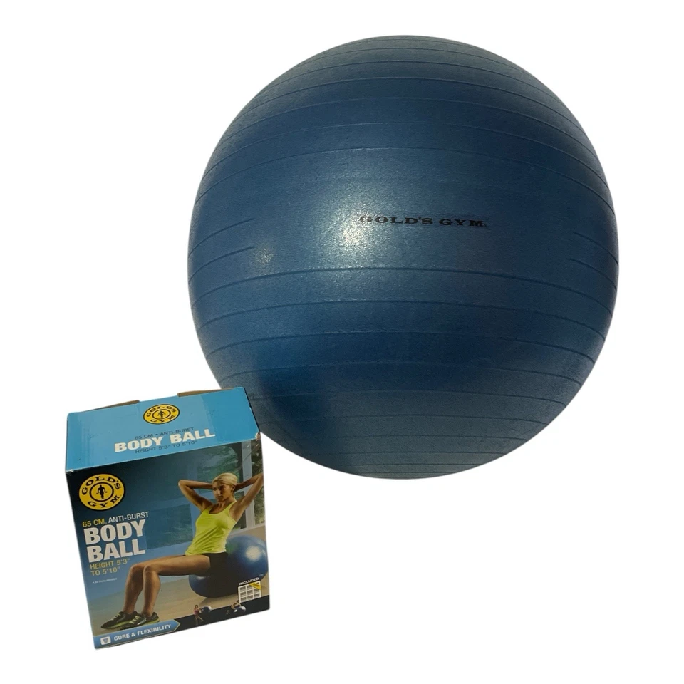 Lote 2 Bolas Corporales Ejercicio Anti-Explosiones Gimnasio Dorado 65 cm y 55 cm Azul y Verde con Bomba Foto 4 de 4
