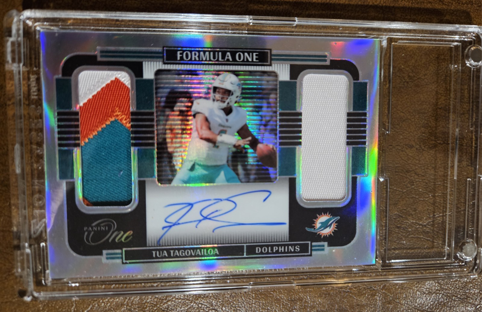 Tua Tagovailoa 2021 Panini One Formula Dual Patch Auto 3/10 #385 Miami Dolphins