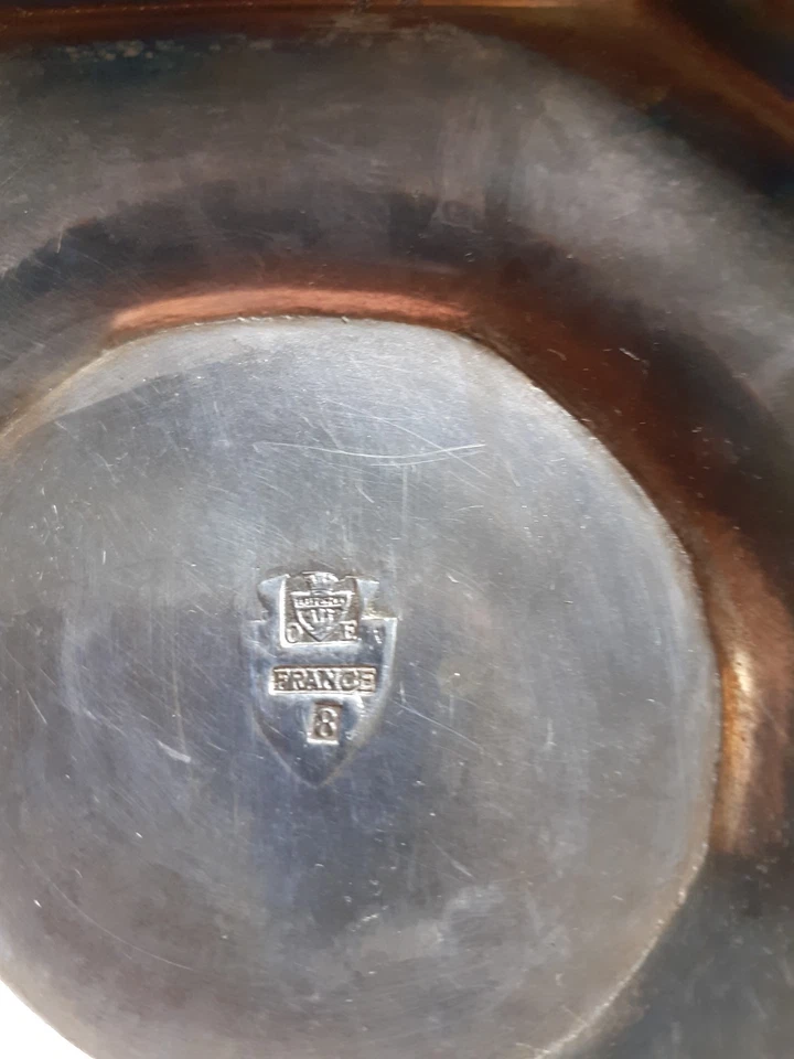 ANCIENNE AIGUIERE EN VERRE taillé MONTURE ETAIN ARGENT ? XIXème POINCONS - Photo 2/4