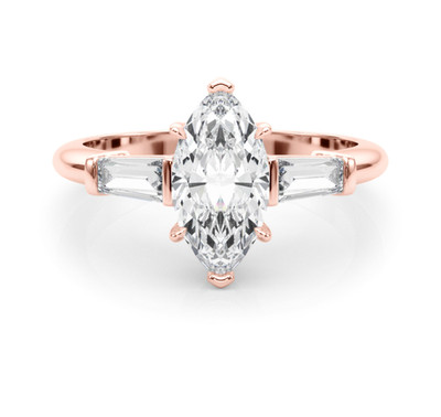 14k Rotgold Diamant Ehering IGI-zertifiziert im Labor gezüchtet 1,50 Ct Marqu...