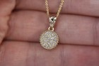 Natural Diamond 14k Solid Gold Delicate Round Medallion Necklace 18" for Women — photo 2