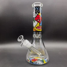 25cm Oil Painting Water Pipe Smoking Pipes Glass Shisha Bong Hookah W/ 14mm Bowl