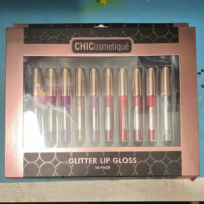 CHIC cosmetiqué Glitter Lip Gloss 10 Pack Set, Assorted Shades