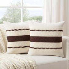 Set of 2 Boho Brown Decorative Throw Pillow Cover 18x18 Inch for Couch Bed Sofa