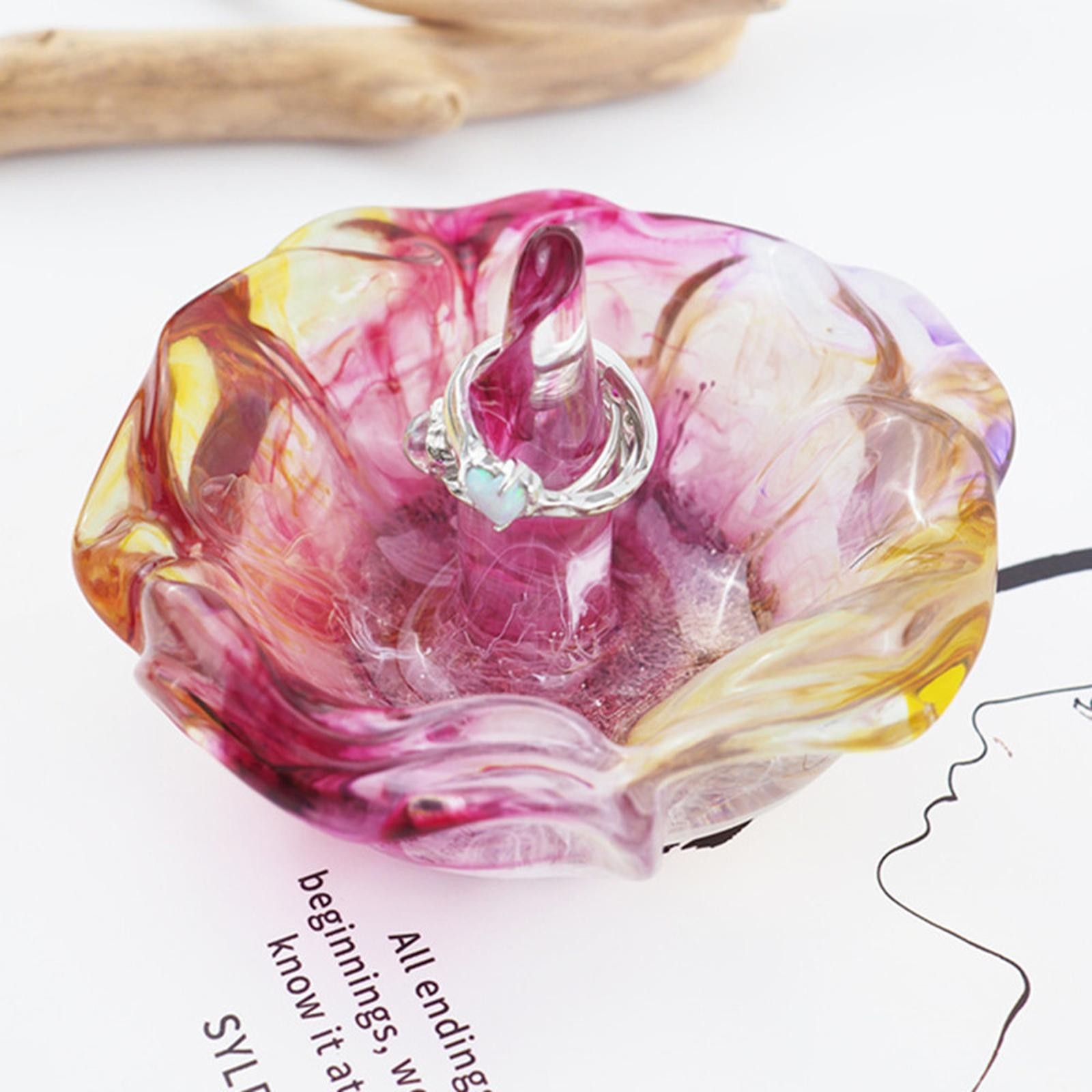 DIY Crystal Drop Glue Epoxy Resin Rose Rings Holder Storage Silicone Mold Tool s