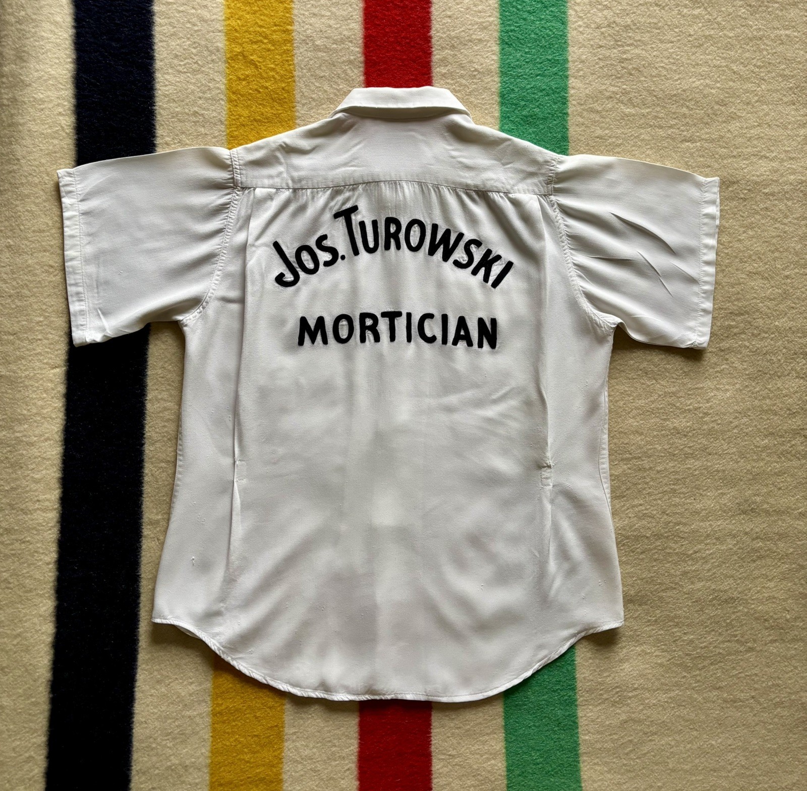 Vintage Rare 1950s Nat Nast Chain Stitch Mortician Shirt, Soft & Faded, L