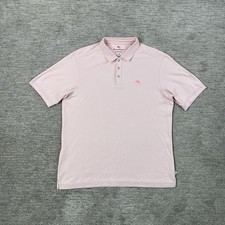 Tommy Bahama Supima Polo Shirt Mens Large Marlin Logo Pink Short Sleeve Cotton