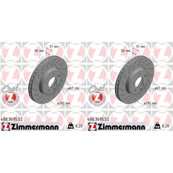 2X Zimmermann Sport Bremsscheiben 295Mm Gelocht Vorne Passend FüR Mercedes A-KLA-image